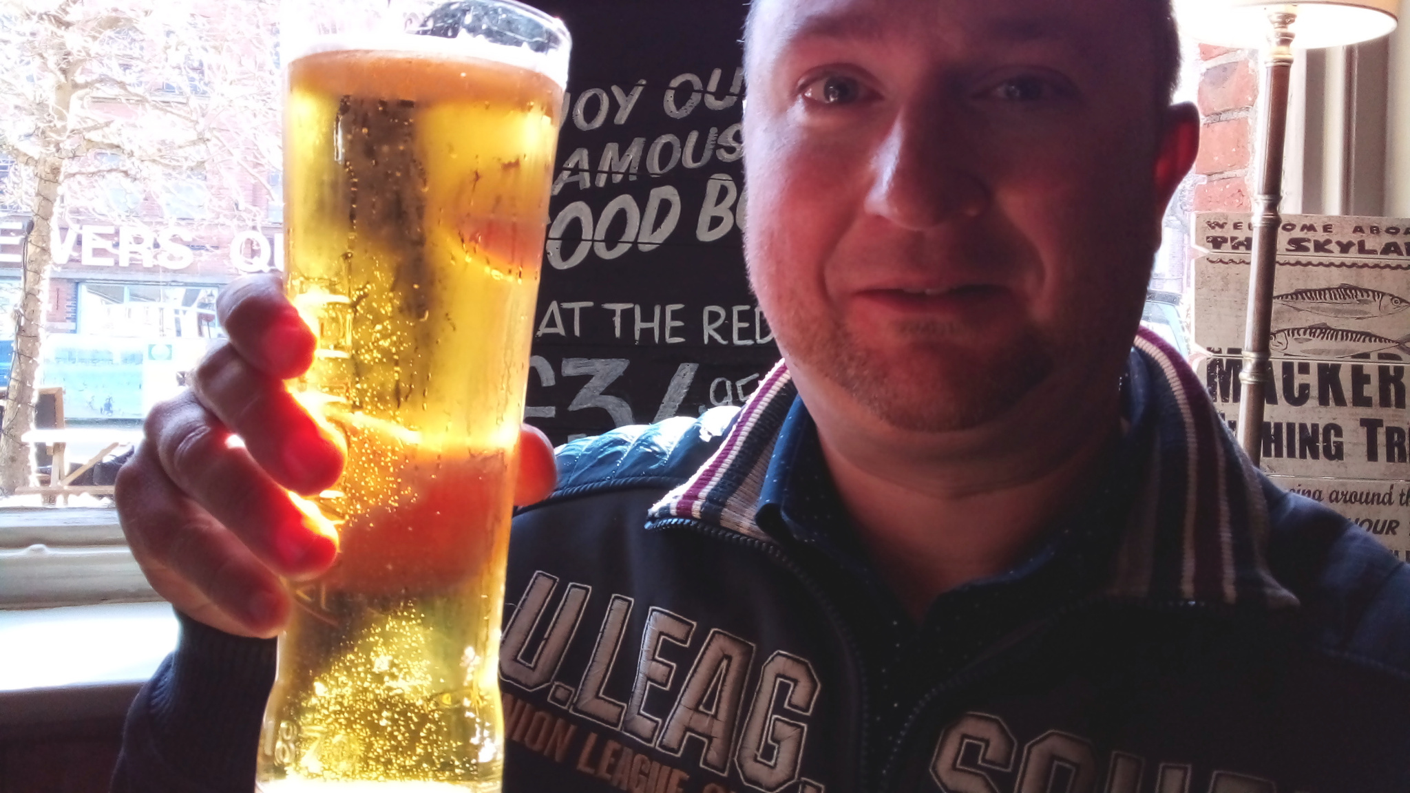 A well-deserved pint at the end of the day.