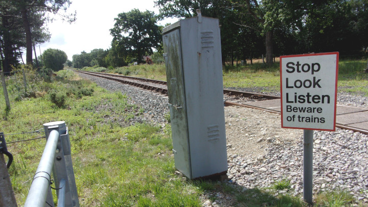Rail tracks between Stoborough Heath and Creech Heath.