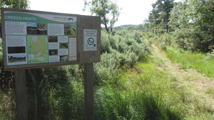 The entry sign to Creech Heath.