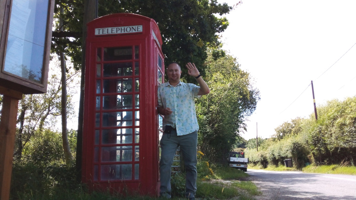 One of the beautiful red telephone boxes still stands in Furzebrook.