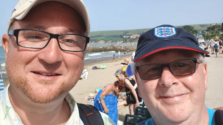 Kevin and I at Swanage Beach.