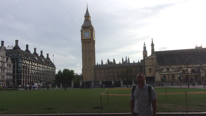 In front of the Palace of Westminster.