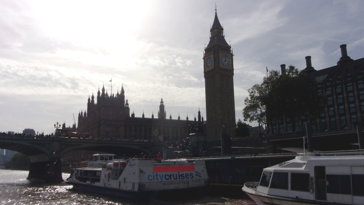 Big Ben as seen from the River Thames.