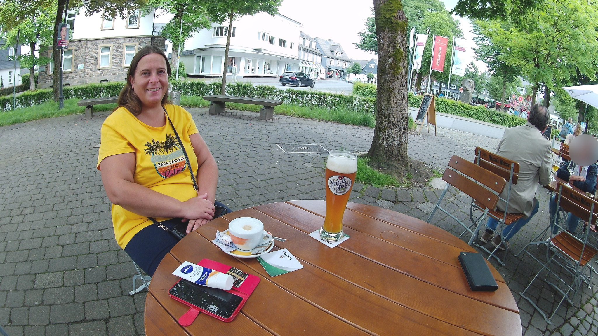 In a beer garden opposite the Schützenplatz.