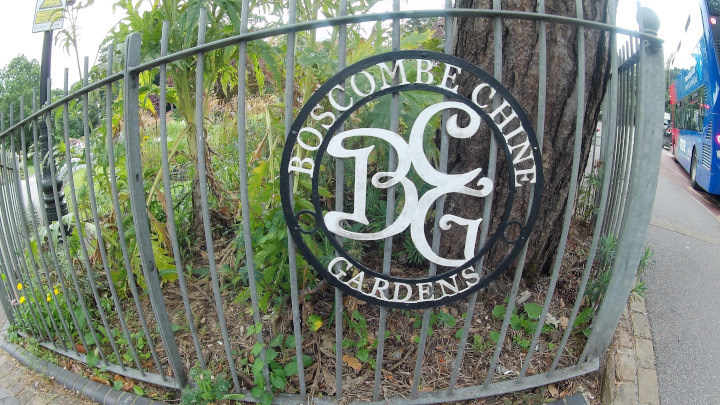 At the entrance to the Boscombe Chine Gardens.