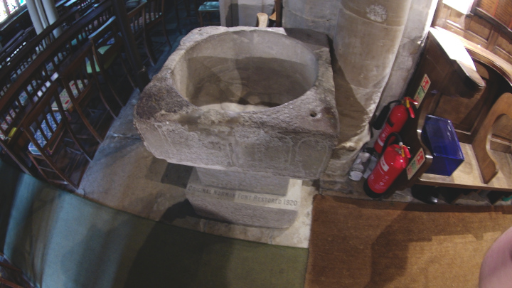 12th century Norman font restored in 1920
