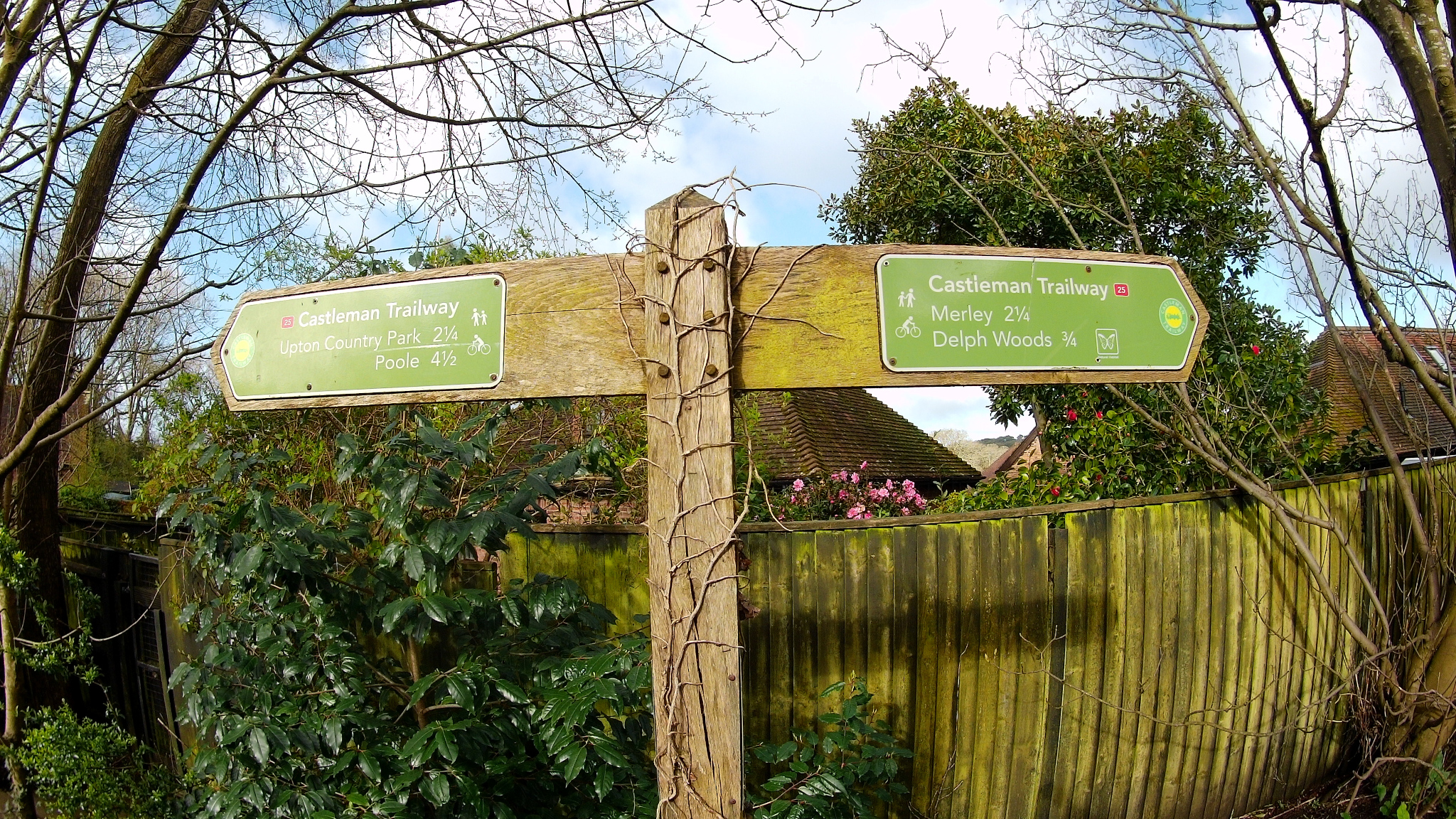 Signpost on the Castleman Trailway in Broadstone